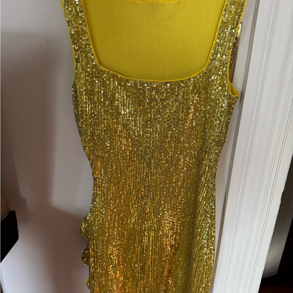 Camila Coelho Alana Sequin Mini Dress in Limoncello - Picture 6 of 7